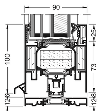 Schnittzeichnung Schüco FireStop ADS 90 FR90-CE für Außenanwendungen