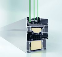 Querschnitt eines Passivhaus-Aluminiumfensters mit 90 mm Bautiefe