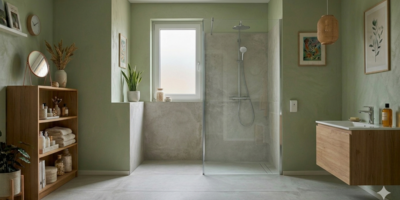 Badezimmerfenster mit mattiertem Glas