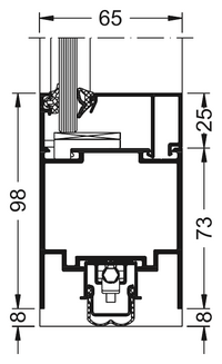 Schnittzeichnung Schüco ADS 65.NI SP, Bautiefe 65 mm