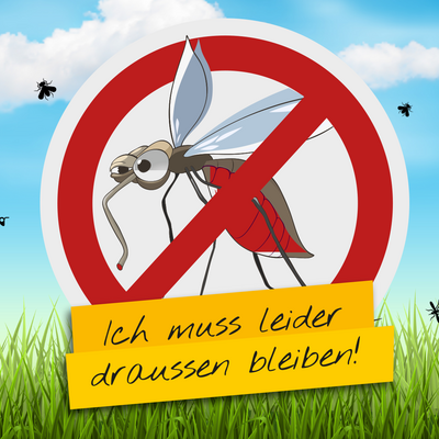 Schild "Mücken bleiben draussen"