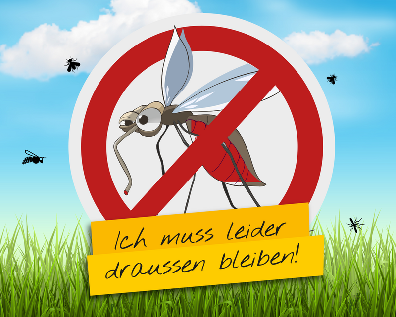 Schild "Mücken bleiben draussen"