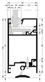 Schnittzeichnung Türsystem Schüco ADS 50.NI, Bautiefe 50 mm